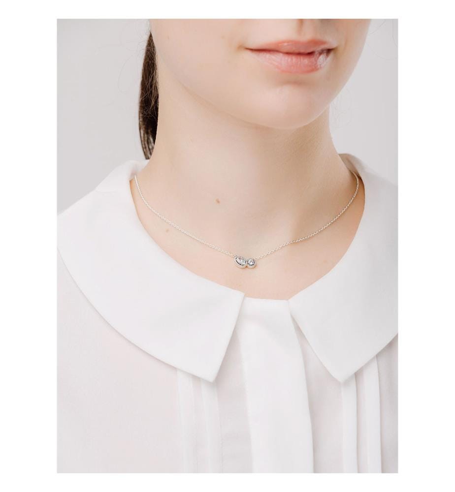 Double Luminous Stone Necklace - Silver