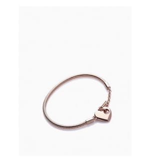 Pandora Moments Heart T-Bar Snake Chain Bracelet - Rose Golden