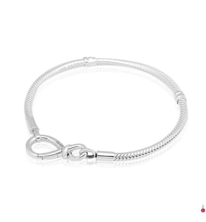 Silver Bracelet O Closure Snake - Silver