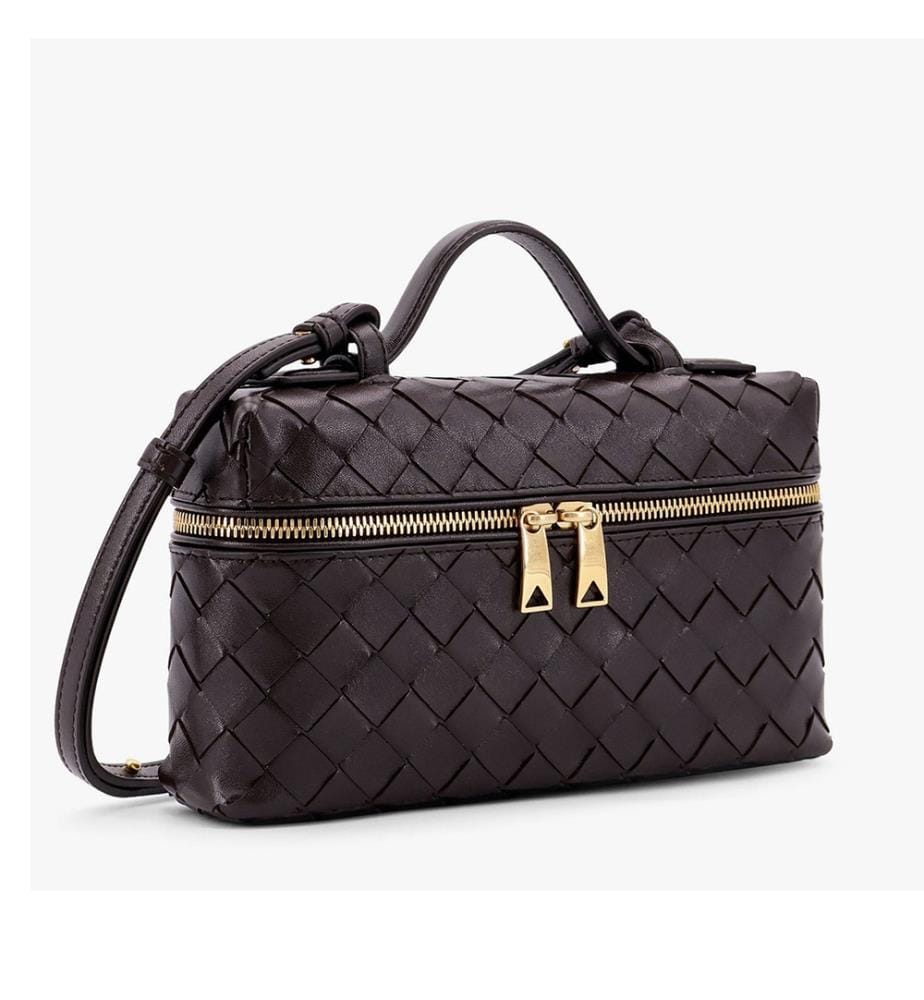 Ledertasche mit Reissverschluss – Braun