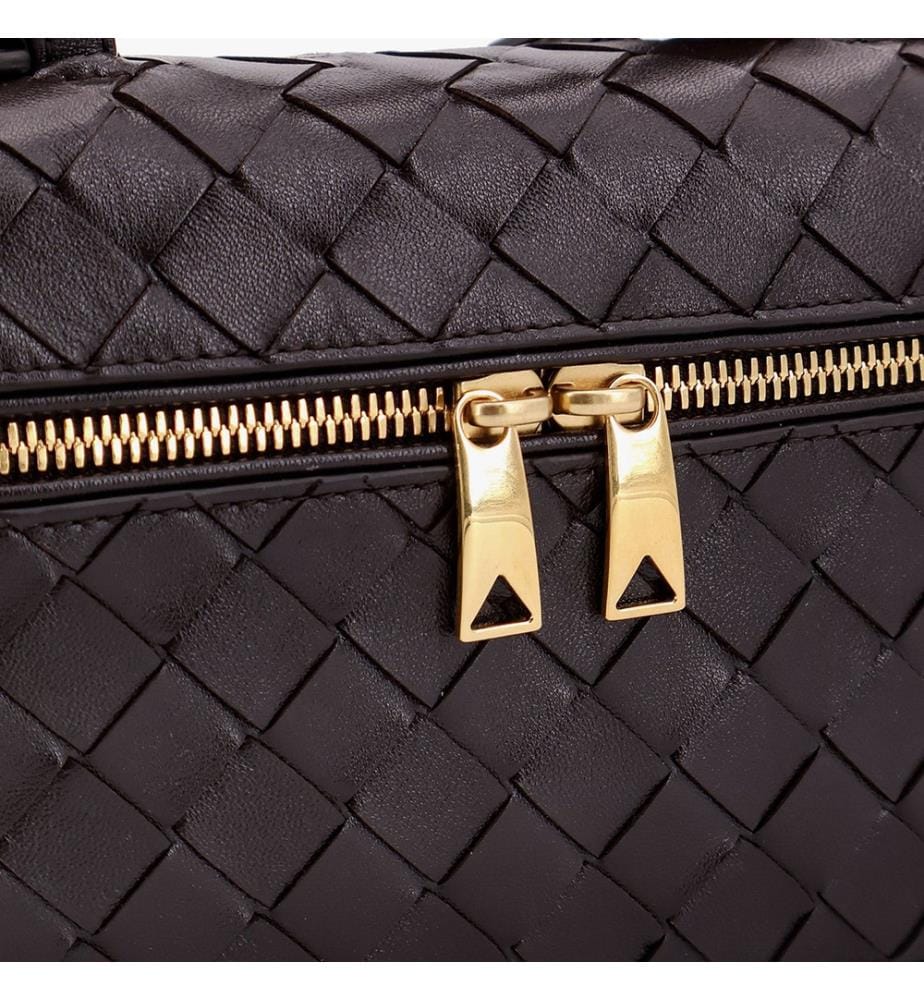 Ledertasche mit Reissverschluss – Braun