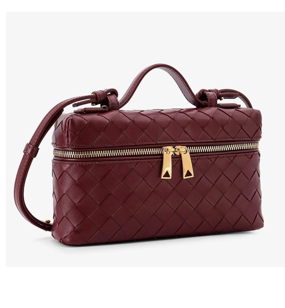 Ledertasche mit Reissverschluss – Bordeaux