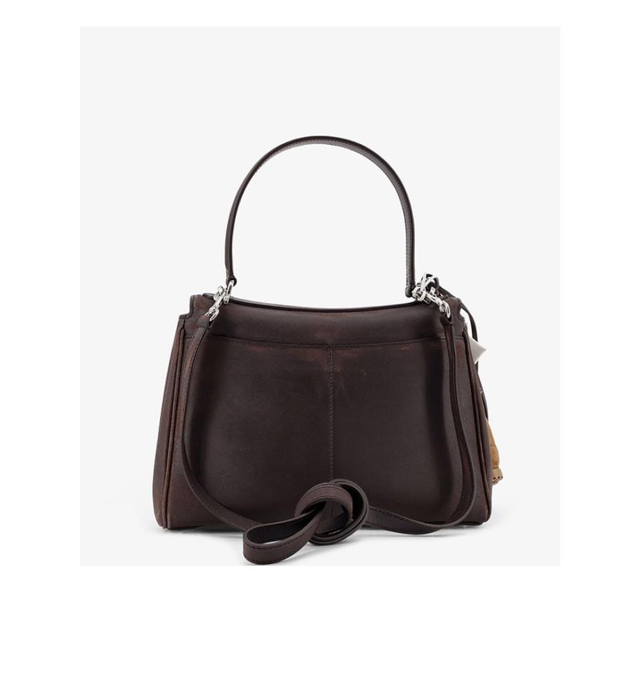 Schultertasche aus Leder mit Vintage-Effekt - Rodeo S - Espresso Braun