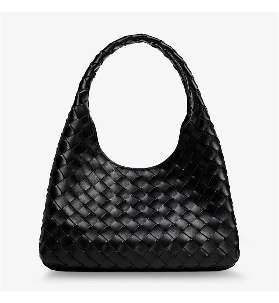 Borsa a secchiello in pelle - Nero e ottone