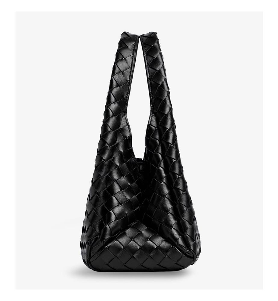 Borsa a secchiello in pelle - Nero e ottone