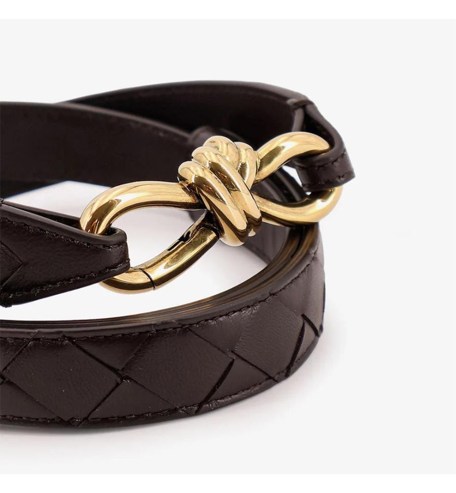 Ceinture en cuir avec motif Intrecciato - Fondant & Brass