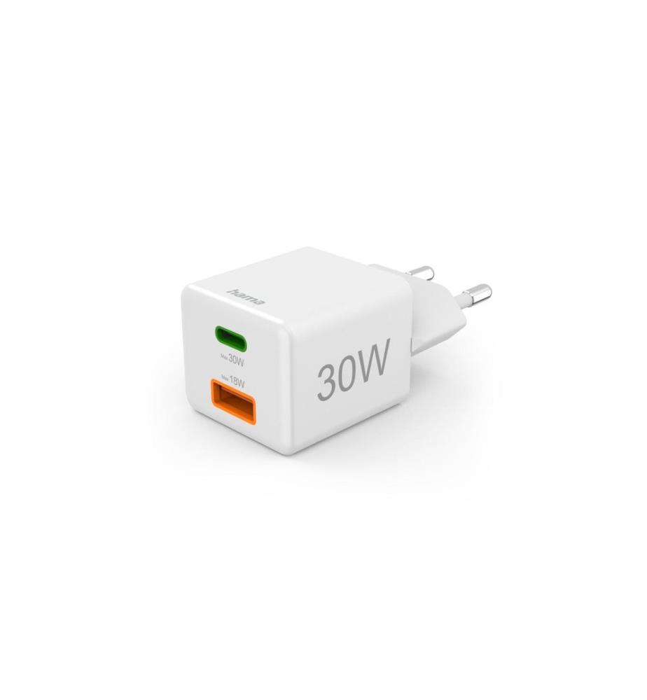 HAMA - Chargeur mural USB Gan charger USB-A USB-C 30 W Blanc