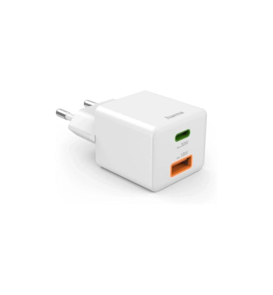 HAMA - Chargeur mural USB Gan charger USB-A USB-C 30 W Blanc