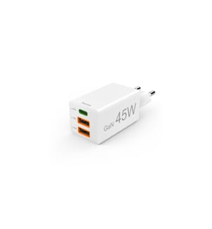 HAMA - Chargeur mural USB Gan charger 2x USB-A USB-C 45 W Blanc