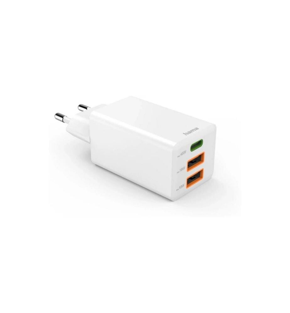 HAMA - USB-Wandladegerät Gan charger 2x USB-A USB-C 45 W Weiss