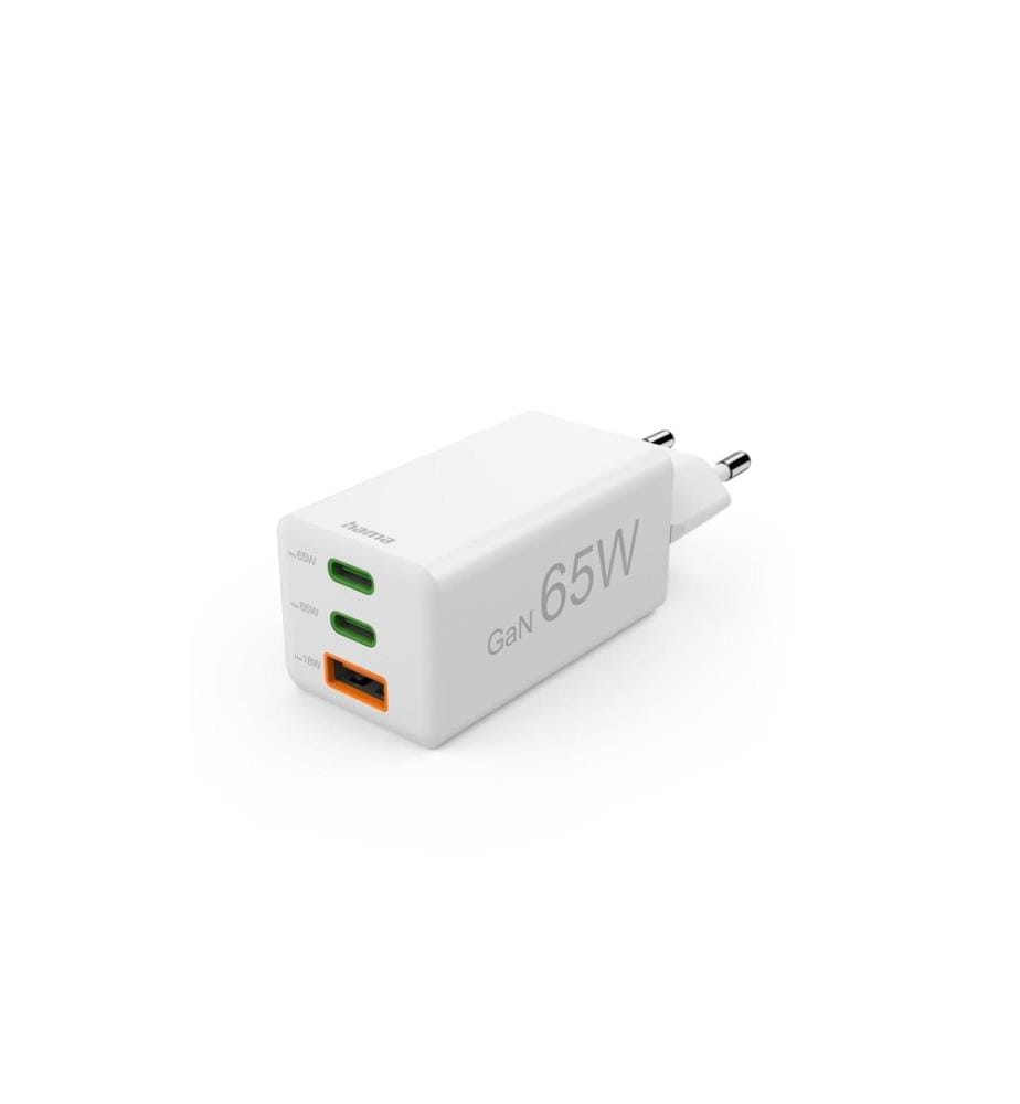 HAMA - USB-Wandladegerät Gan charger 2x USB-A USB-C 65 W Weiss