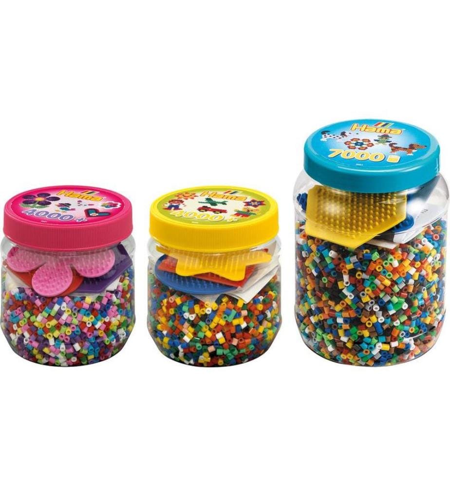 HAMA - Bügelperlen midi, 7.000 Stk. + 2 Stiftplatten Mehrfarbig