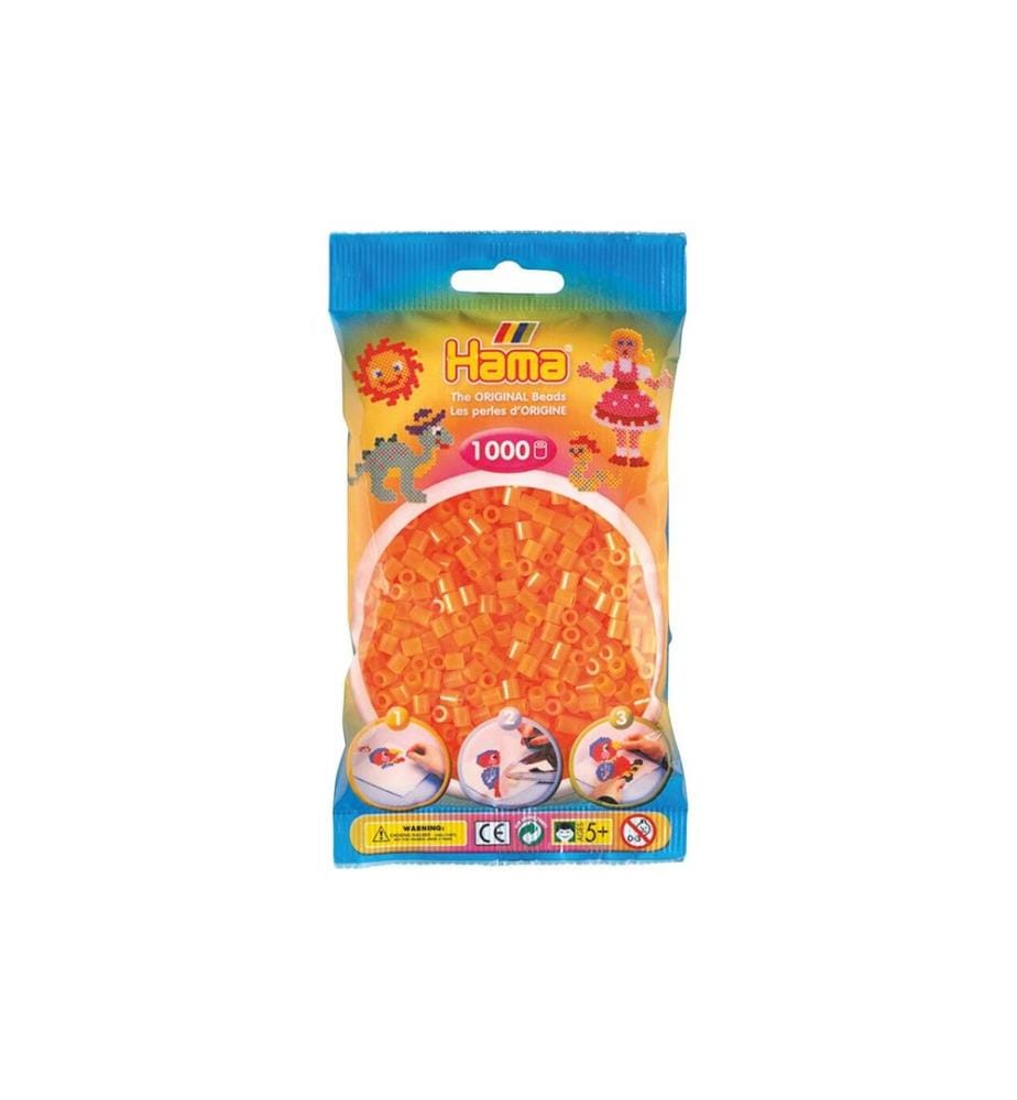 HAMA - Perles à repasser midi 1000 pcs. Orange fluo
