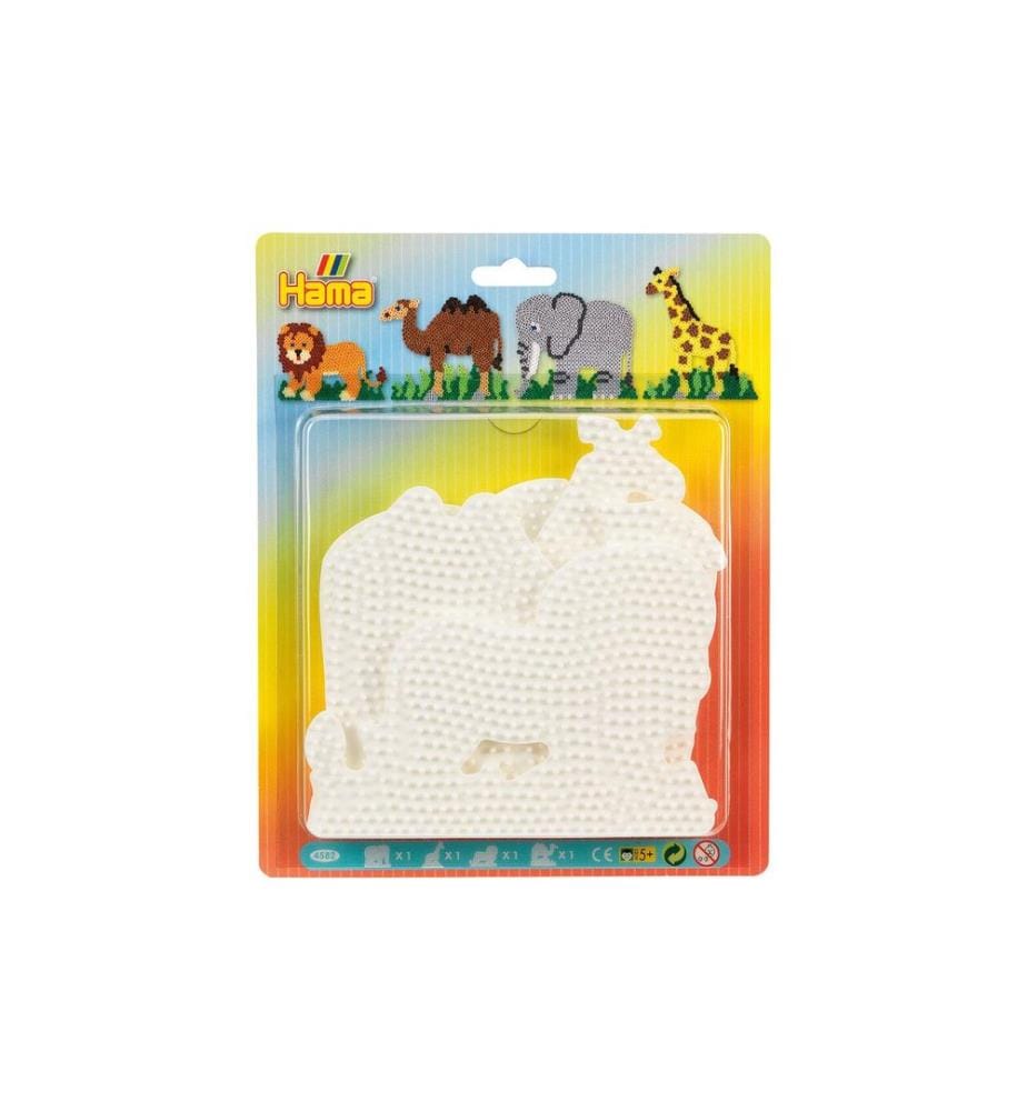 HAMA - Plaques pour perles à repasser Midi avec 4 motifs d'animaux Blanc