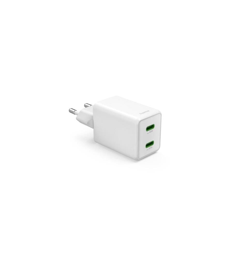 HAMA - Ladegerät Schnell GaN 2x USB-C PD 40 W weiss