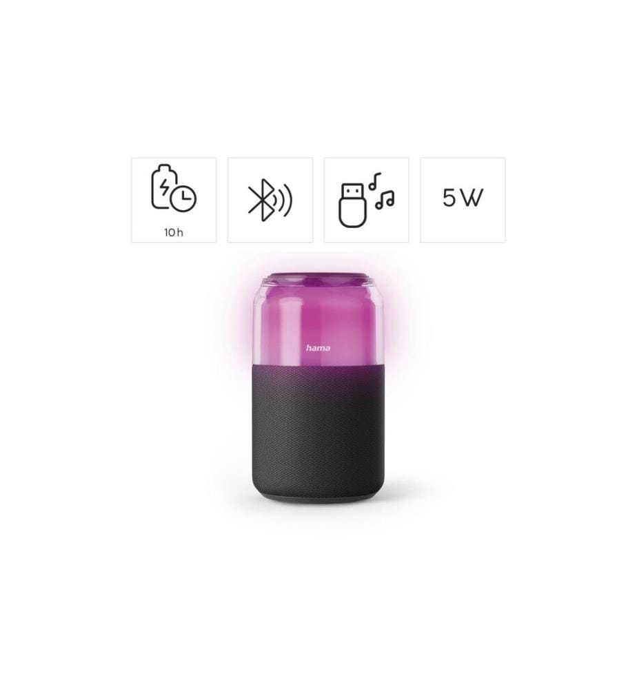 HAMA - Bluetooth Speaker Can 4 LED Modi 5 W Schwarz