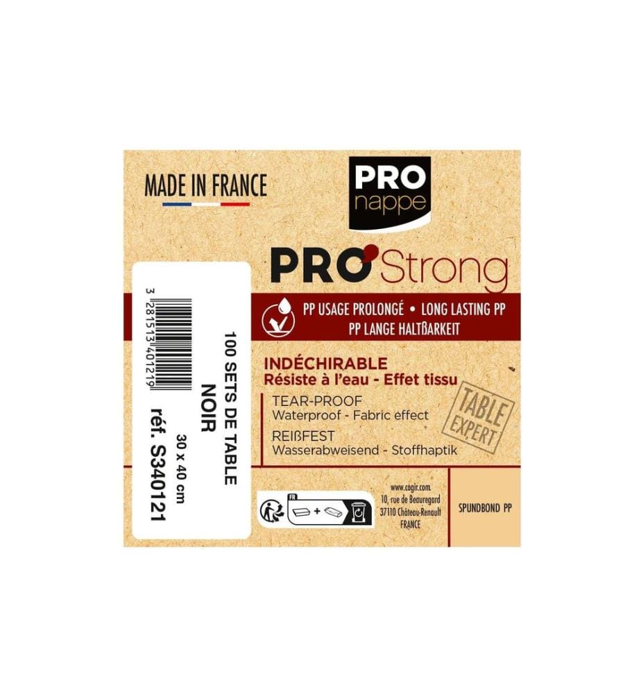 PRO nappe - Tischset 100 Stück, 30 cm x 40 cm, Schwarz