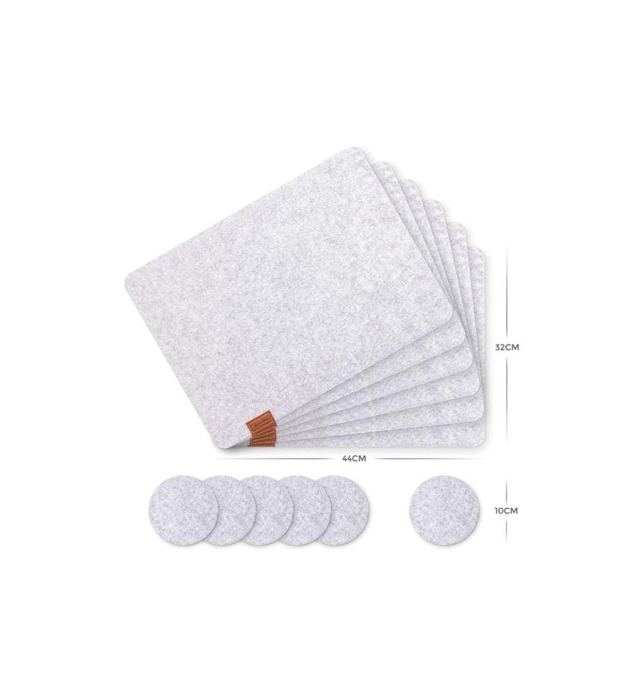 Luana Rose - Set de table en feutre, set de 12 44 cm x 32 cm, Gris