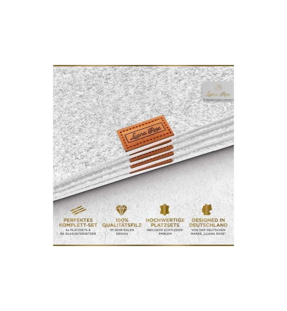 Luana Rose - Set de table en feutre, set de 12 44 cm x 32 cm, Gris