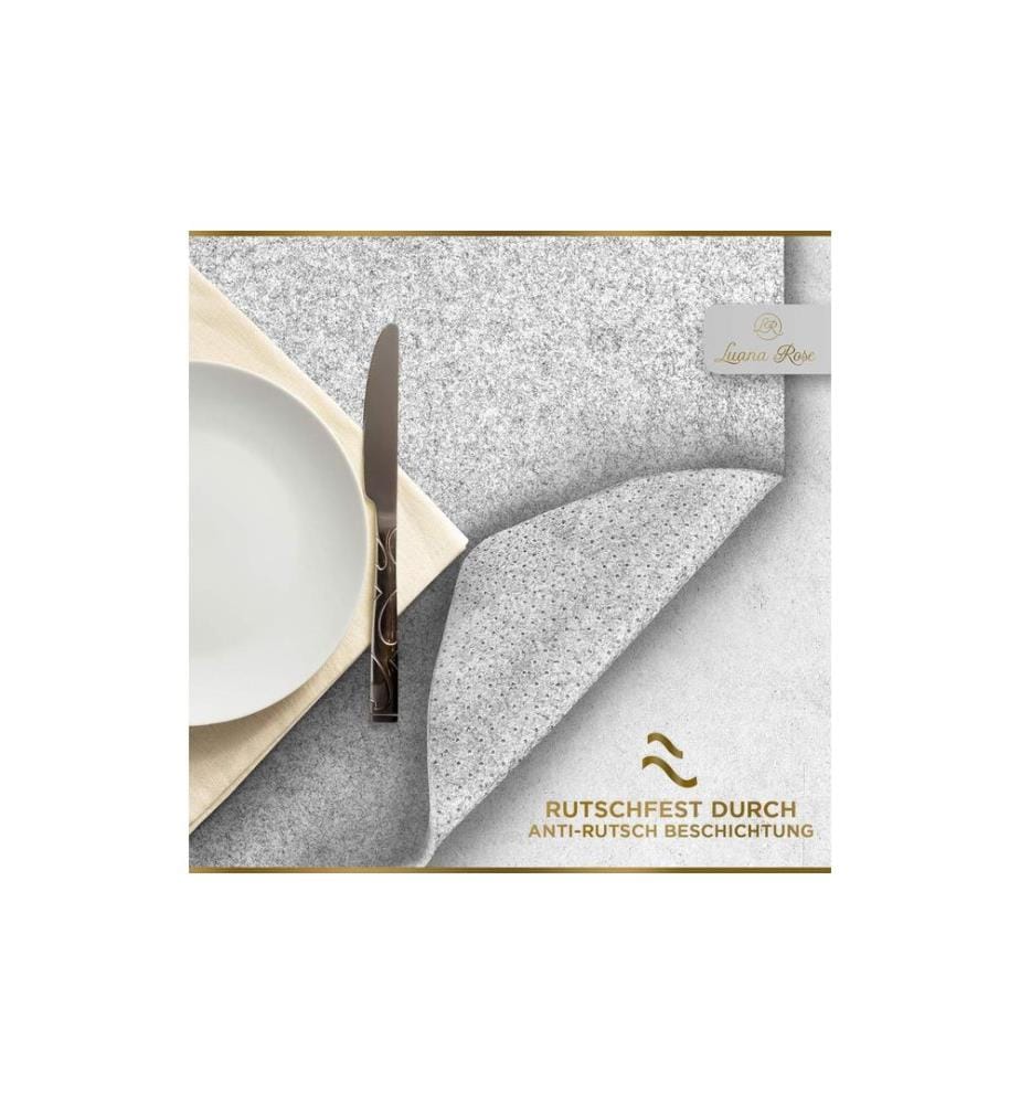 Luana Rose - Set de table en feutre, set de 12 44 cm x 32 cm, Gris