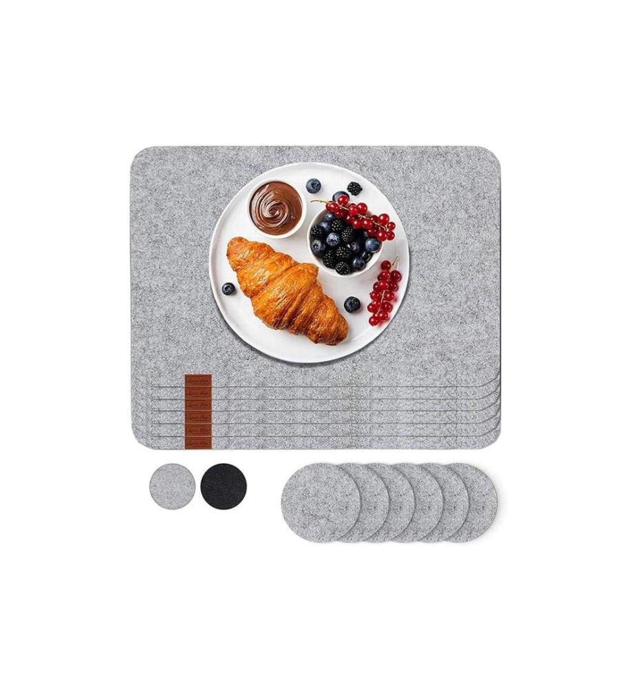 Luana Rose - Set de table en feutre, set de 12 44 cm x 32 cm, Gris