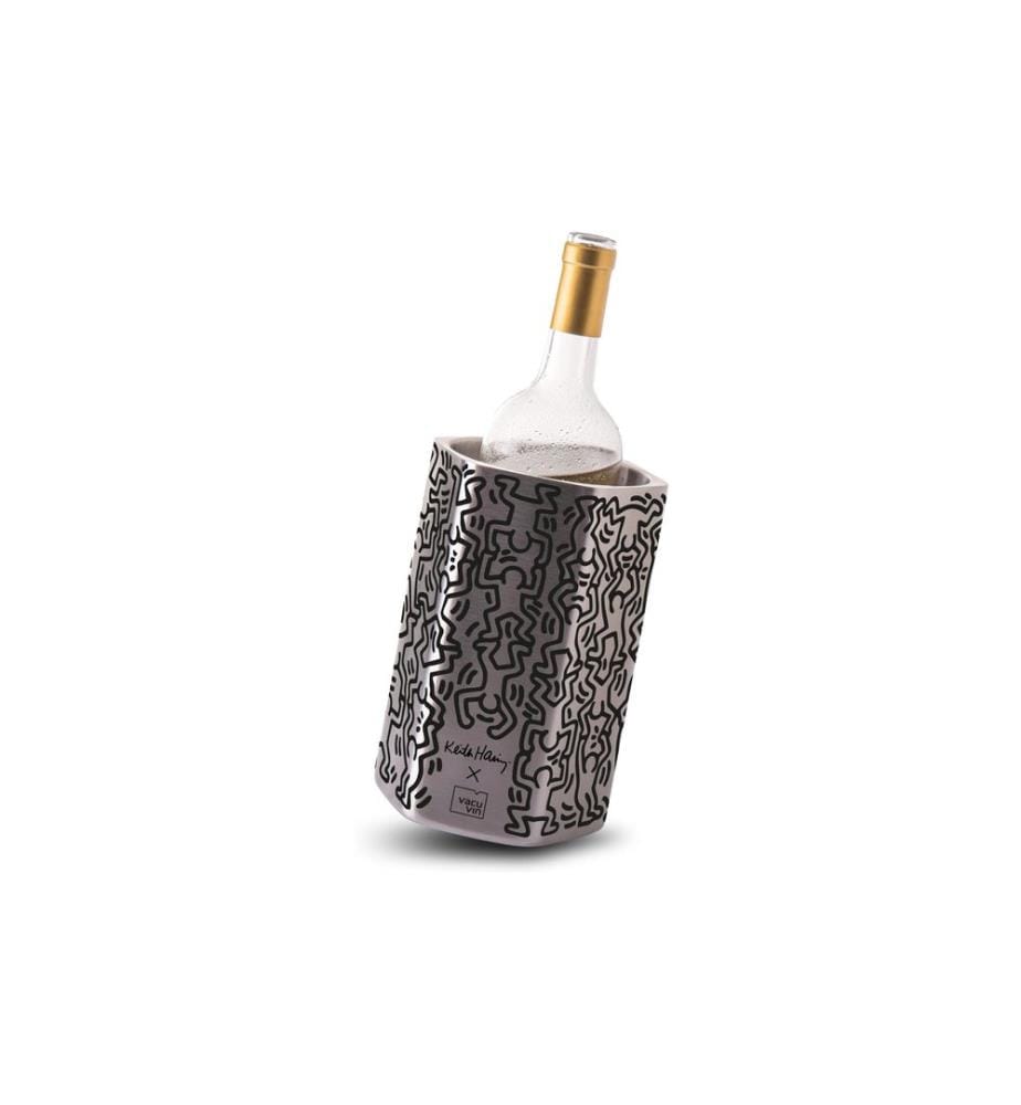 Vacuvin - Rafraîchisseur de bouteille Keith Haring Noir/Argenté