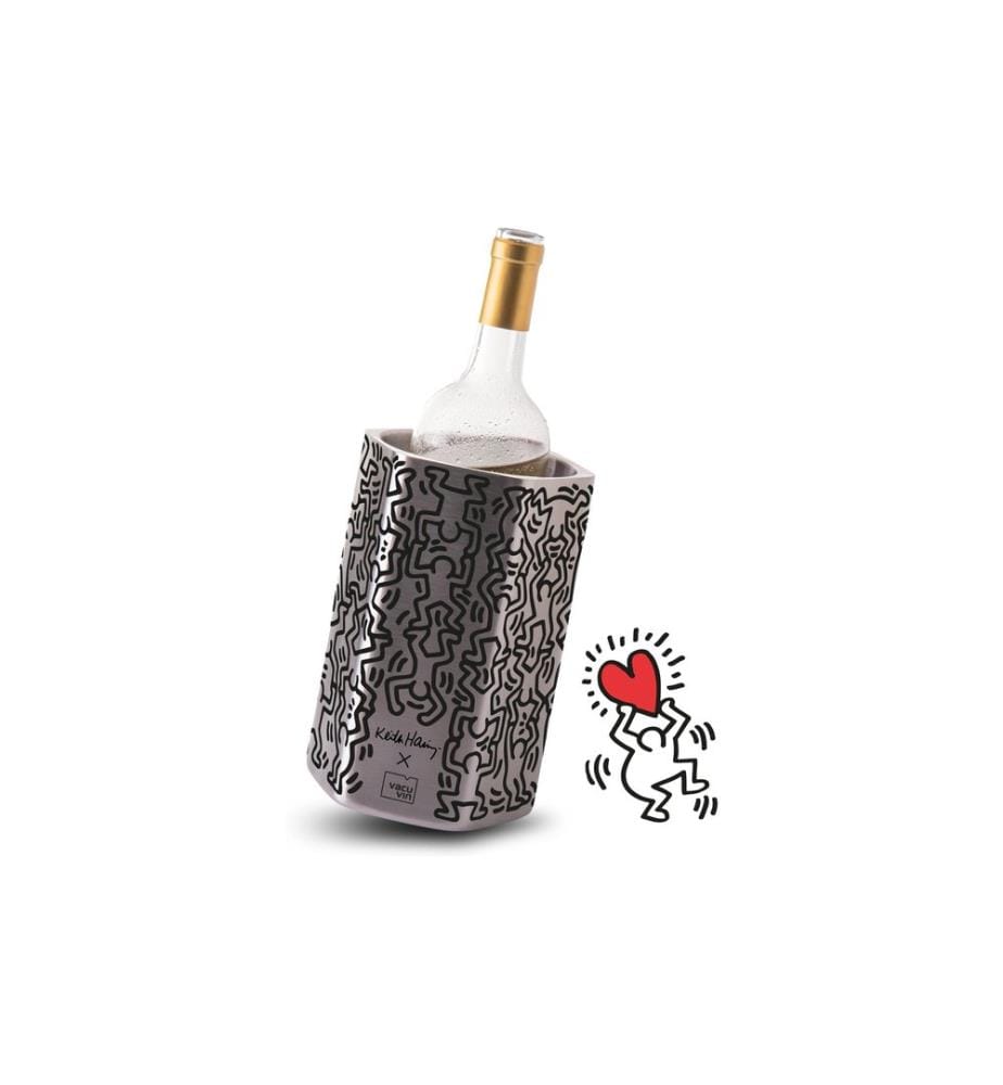 Vacuvin - Rafraîchisseur de bouteille Keith Haring Noir/Argenté