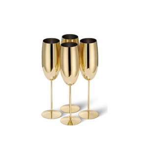 Oak & Steel - Verre à champagne 285 ml, 4 Pièce/s, Doré