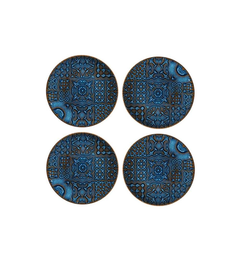 Mäser - Frühstücks- & Dessertteller Tiles 21 cm, 4 Stück, Blau
