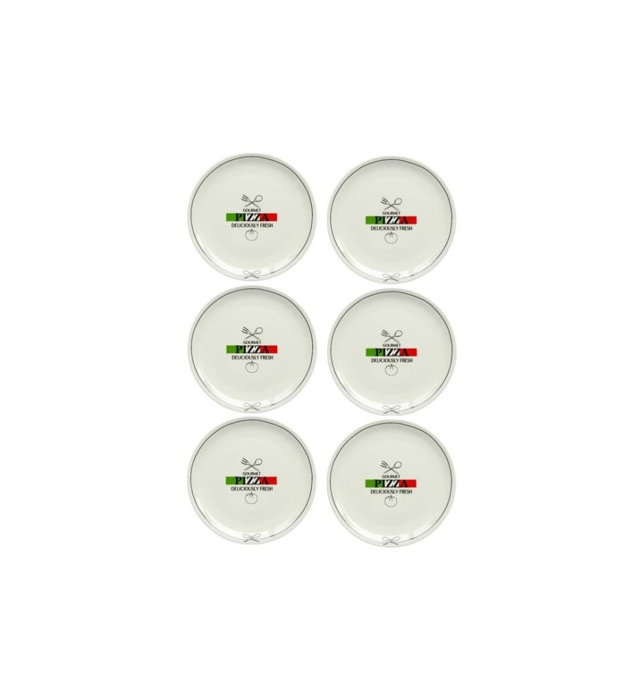 Mäser - Assiette à pizza Gourmet 30 cm, 6 pièces, blanc