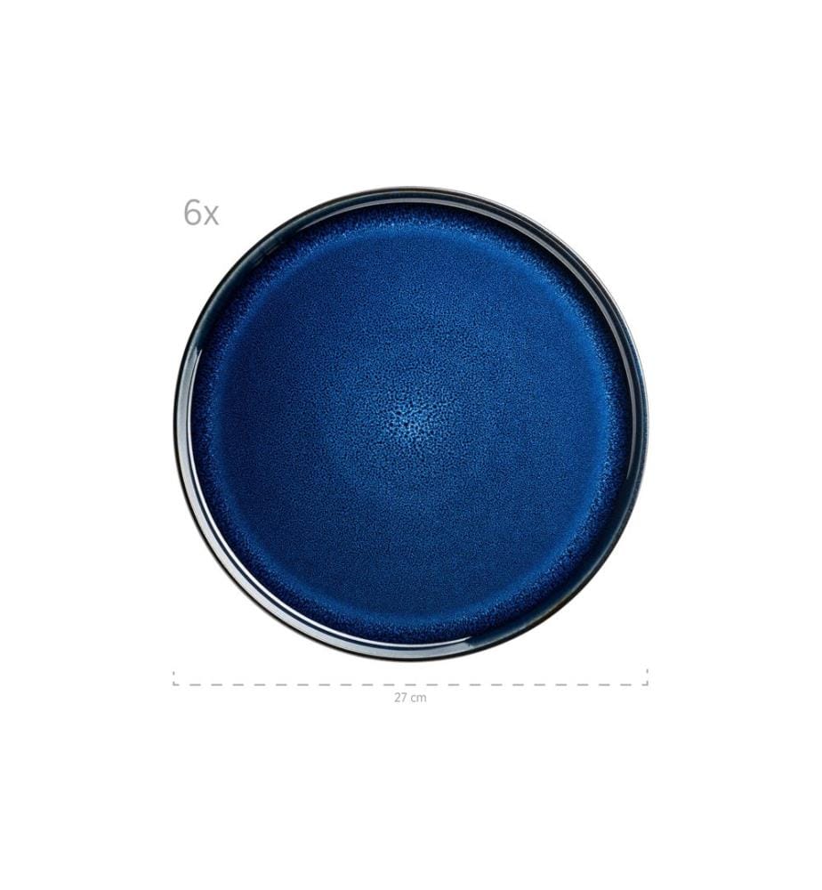 Mäser - Set d'assiettes Niara 12 pièces, noir/bleu