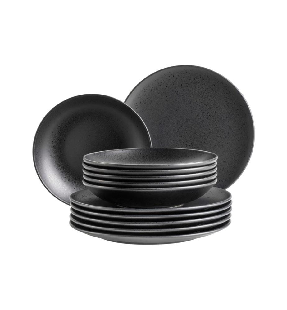 Mäser - Set d'assiettes Essentiel 12 pièces, noir