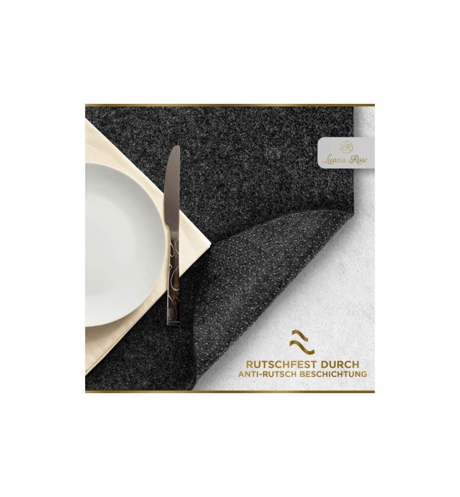 Luana Rose - Set de table 44 x 32 cm, anthracite, set de 12 pièces