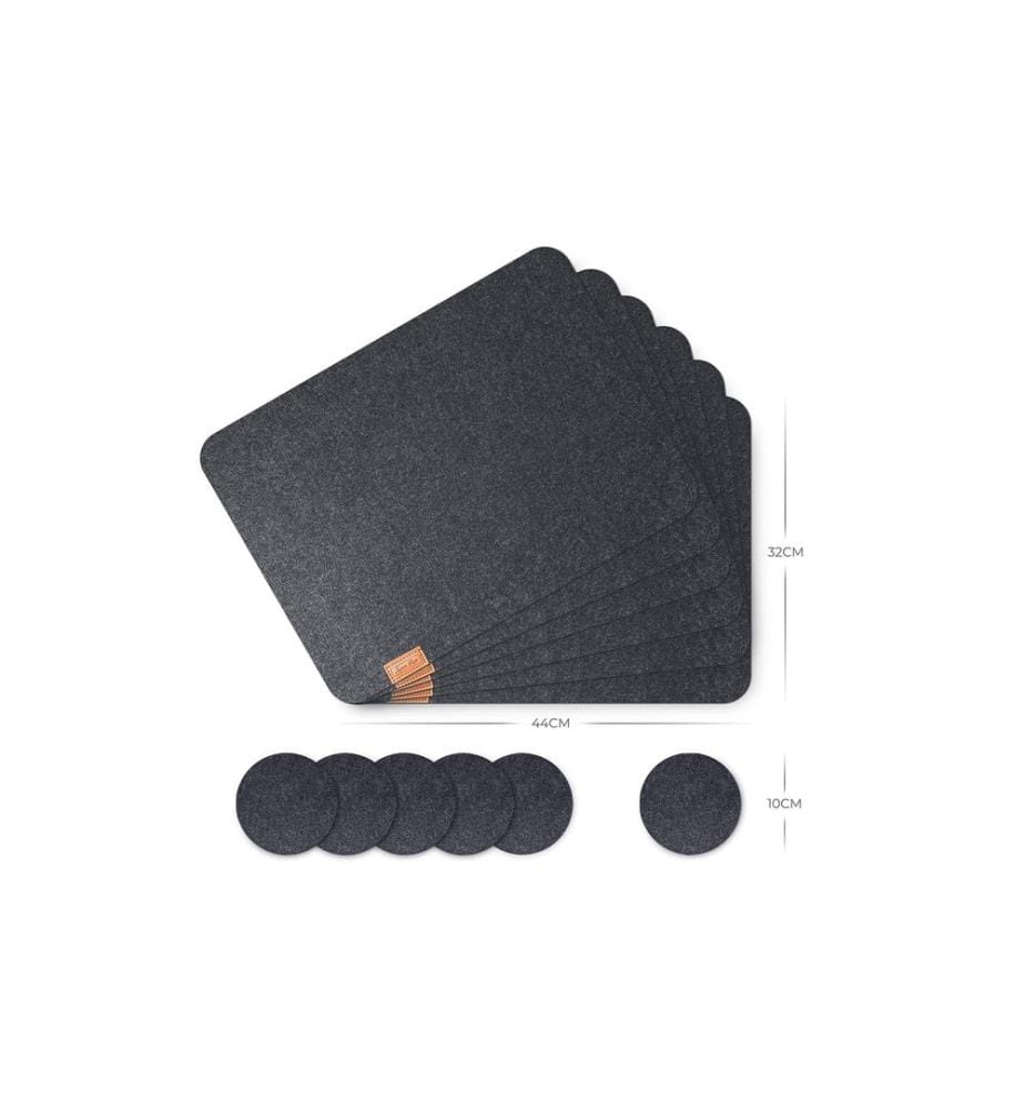 Luana Rose - Set de table 44 x 32 cm, anthracite, set de 12 pièces