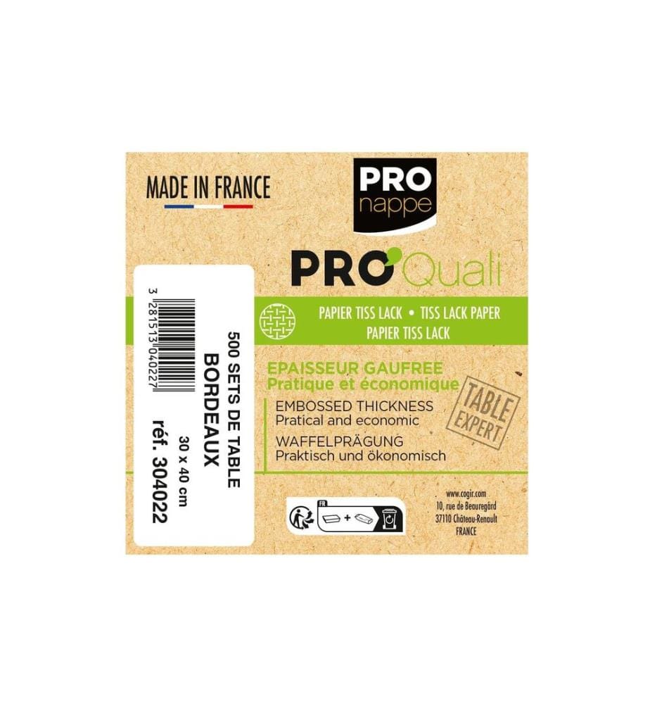 PRO nappe - Set de table 500 pièces 30 cm x 40 cm, Bordeaux