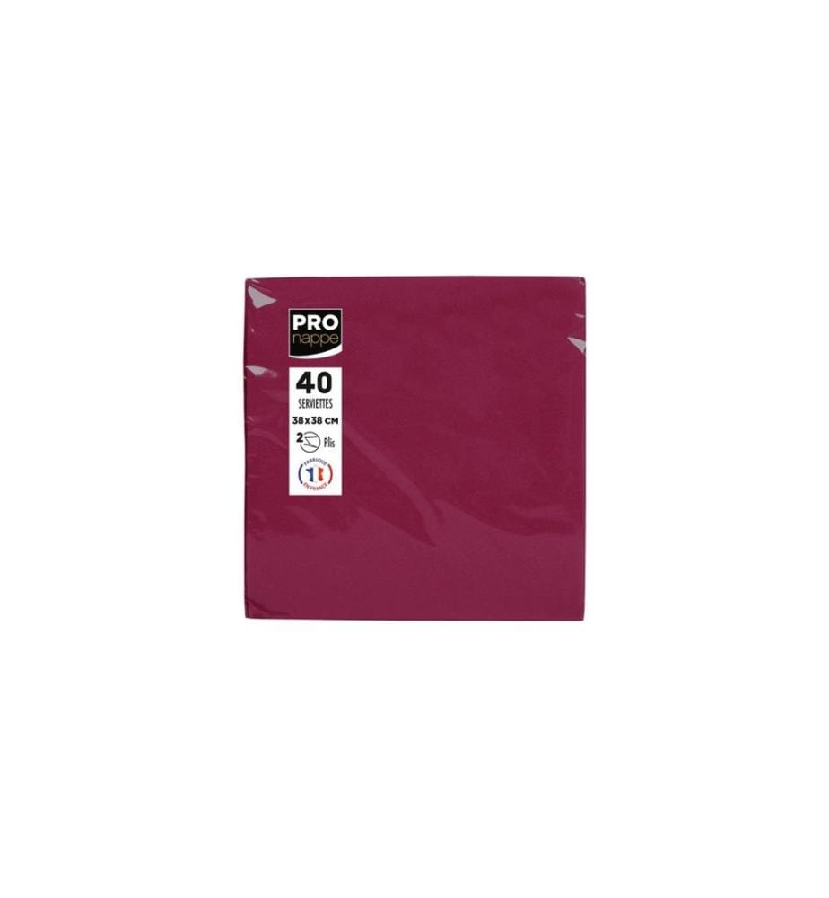 PRO nappe - Serviettes en papier Bordeaux 38 cm x 38 cm, 40 Pièce/s