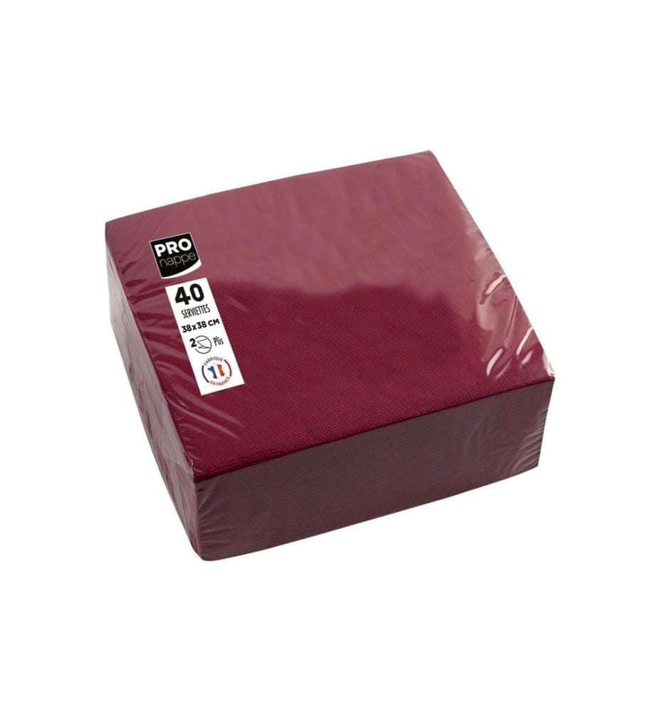 PRO nappe - Serviettes en papier Bordeaux 38 cm x 38 cm, 40 Pièce/s
