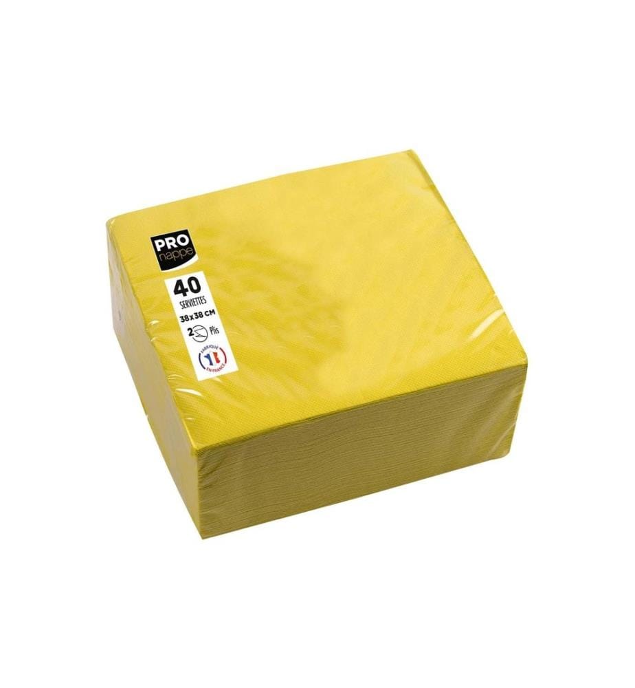 PRO nappe - Serviettes en papier Jaune 38 cm x 38 cm, 40 Pièce/s