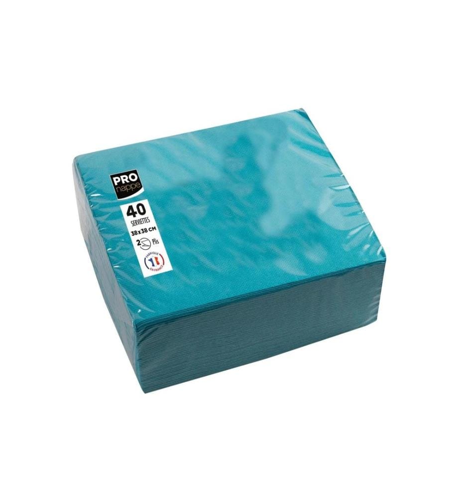PRO nappe - Serviettes en papier Turquoise 38 cm x 38 cm, 40 Pièce/s
