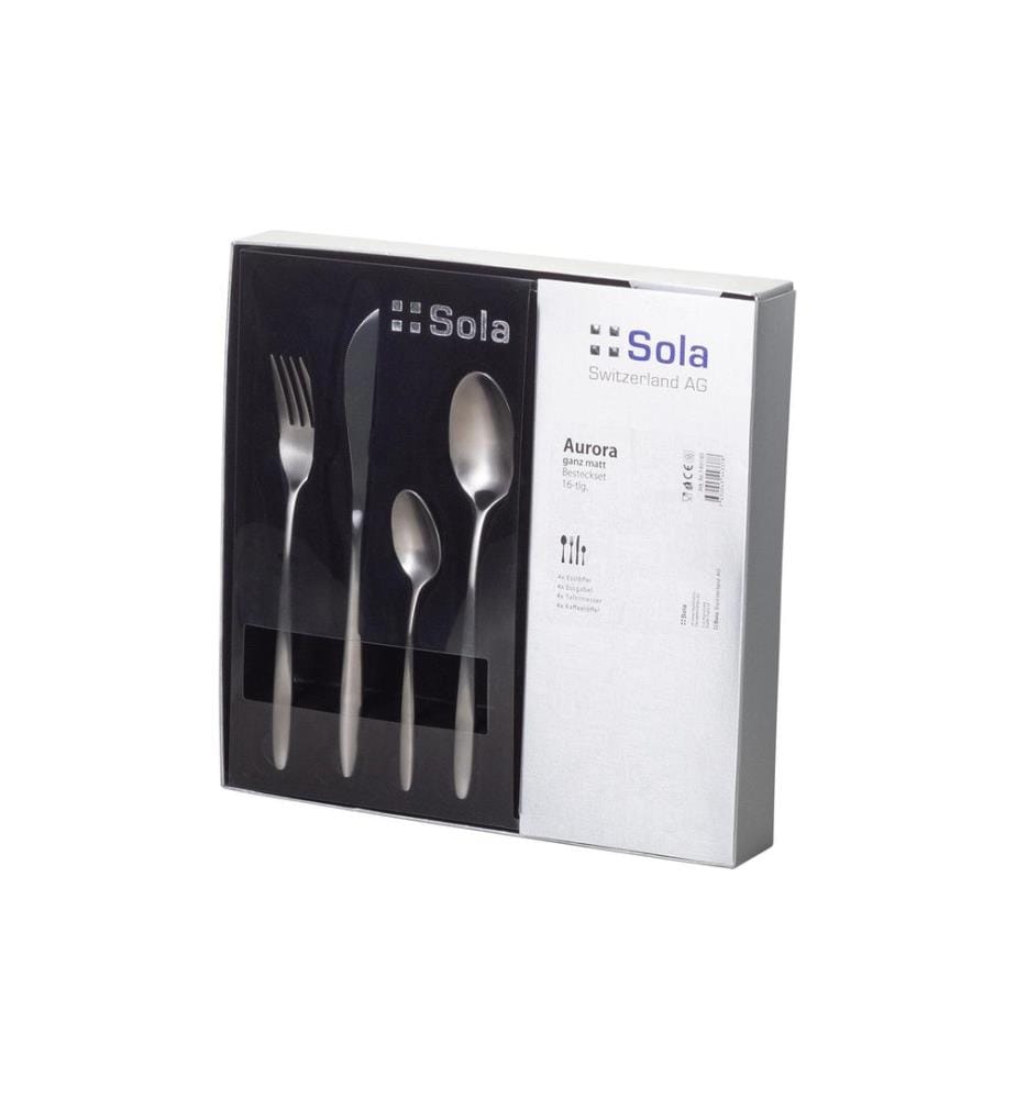 Sola - Kits de couverts Aurora, Argent mat, 16 pièces