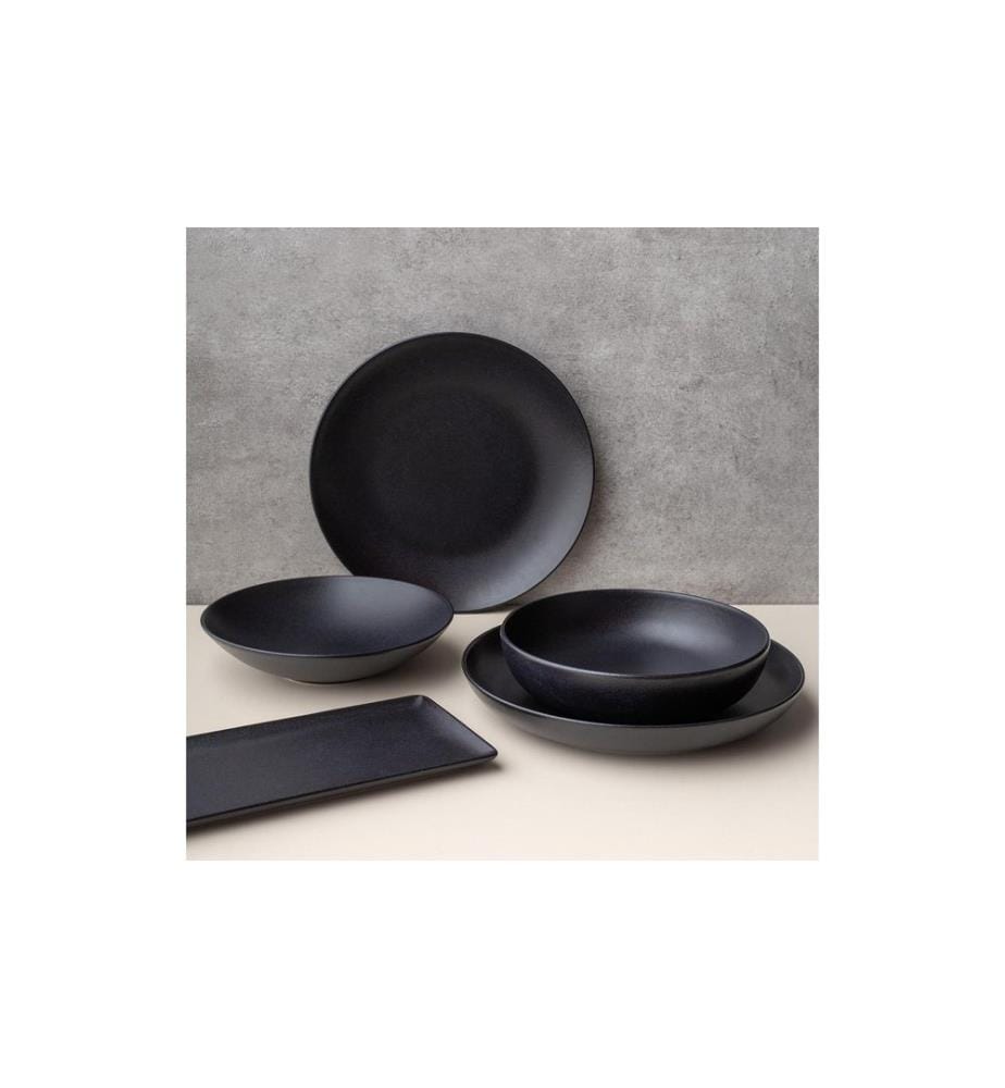 Assiette plate Lunasol Basic Noir mat 12 pièces