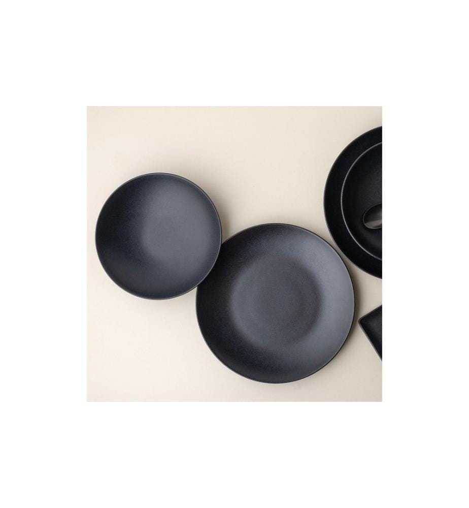 Assiette plate Lunasol Basic Noir mat 12 pièces