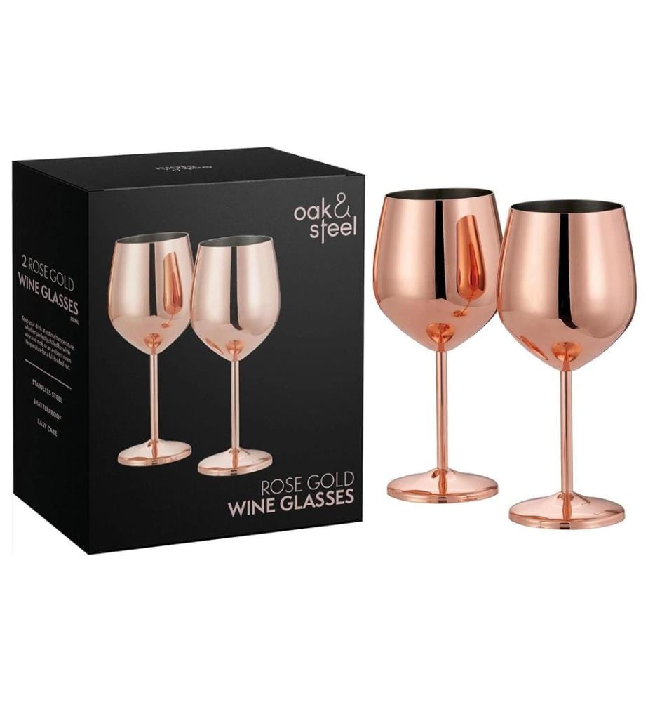Oak & Steel Set de verres à vin 500 ml, 2 pièces, Or rose