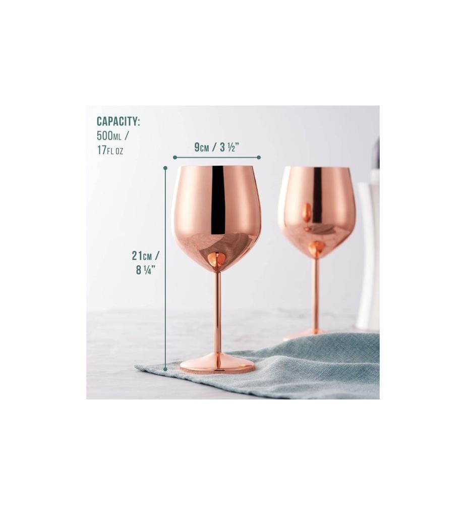 Oak & Steel Set de verres à vin 500 ml, 2 pièces, Or rose