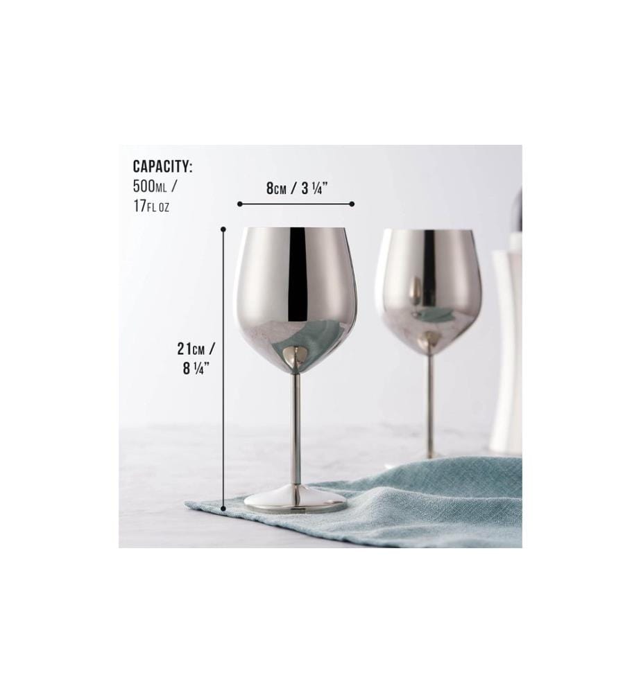 Oak & Steel Set de verres à vin 500 ml, 2 pièces, Argent