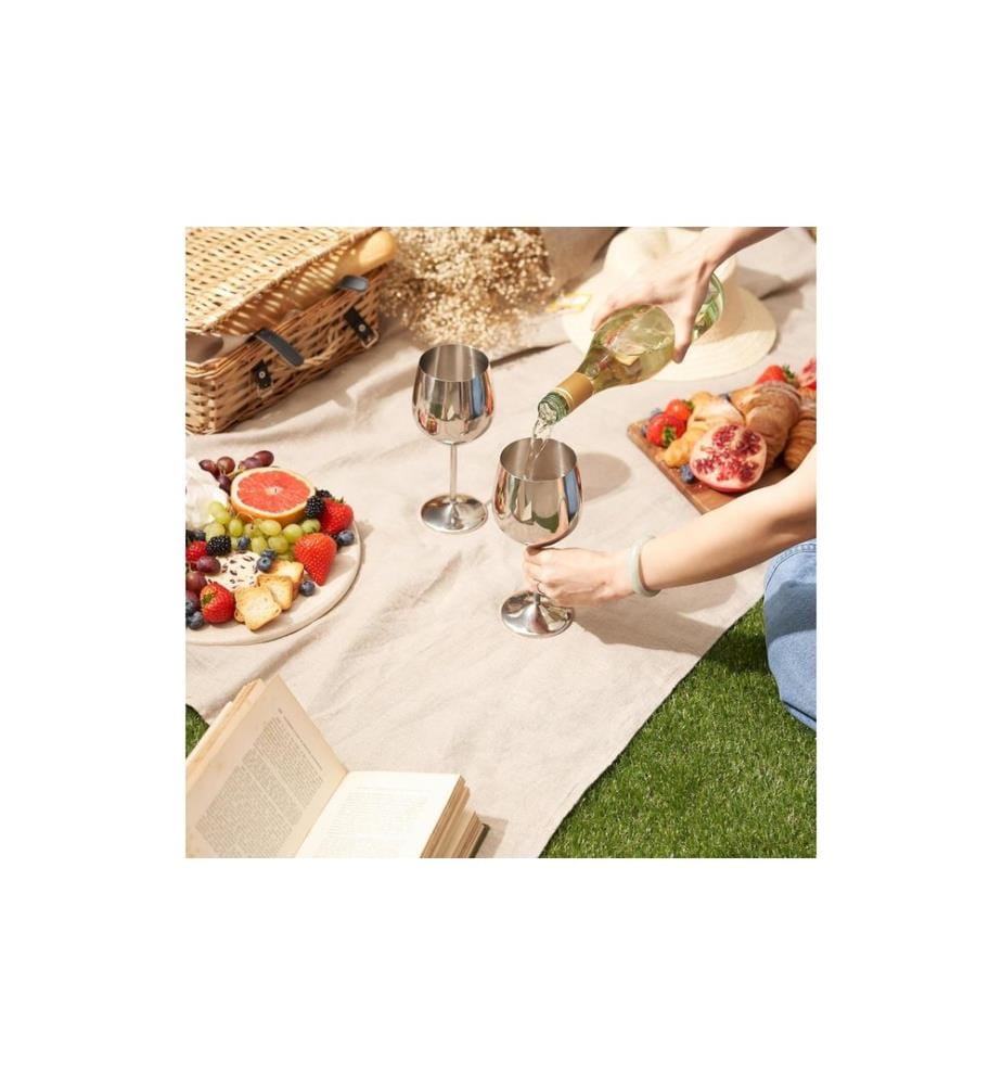 Oak & Steel Set de verres à vin 500 ml, 2 pièces, Argent