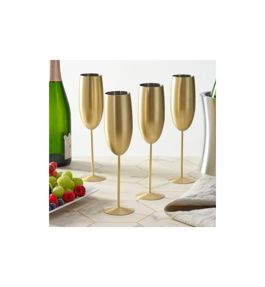Verre à champagne Oak & Steel 285 ml, 4 pièces, Or mat