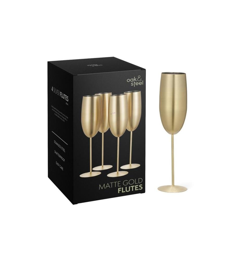 Verre à champagne Oak & Steel 285 ml, 4 pièces, Or mat