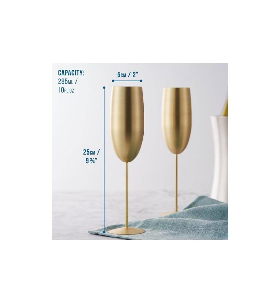 Verre à champagne Oak & Steel 285 ml, 4 pièces, Or mat