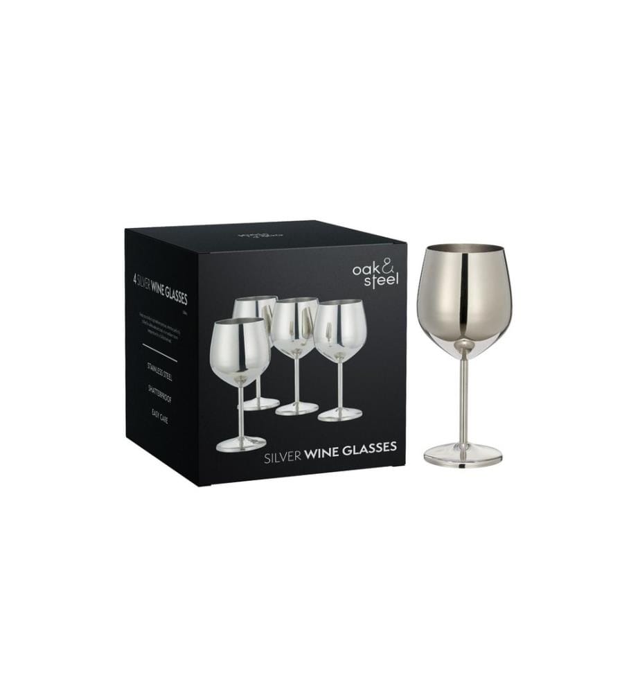 Oak & Steel Set de verres à vin 500 ml, 4 pièces, Argent
